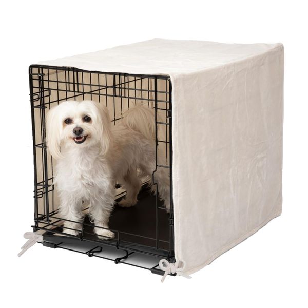 Pet Dreams Dog Crate Cover – Small to Extra Large Dog Kennel Covers, Breathable Single Door Soft Cage Covers for Dog Crates, Great for Dog Crate Training (Ivory, 18 inches)