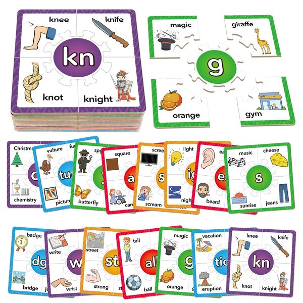 Torlam Phonics Puzzle, Rhyming Games Phonics Games Flash Cards for Kids Toddler, Learn to Read Spelling Reading Sight Words, Trigraphs Site Words for Preschool Kindergarten Homeschool Supplies