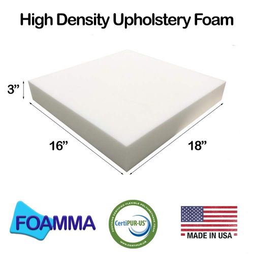 FOAMMA 3" x 16" x 18" High Density Upholstery Foam, Chair Cushion Square Foam for Dining Chairs, Wheelchair Seat Cushion Replacement