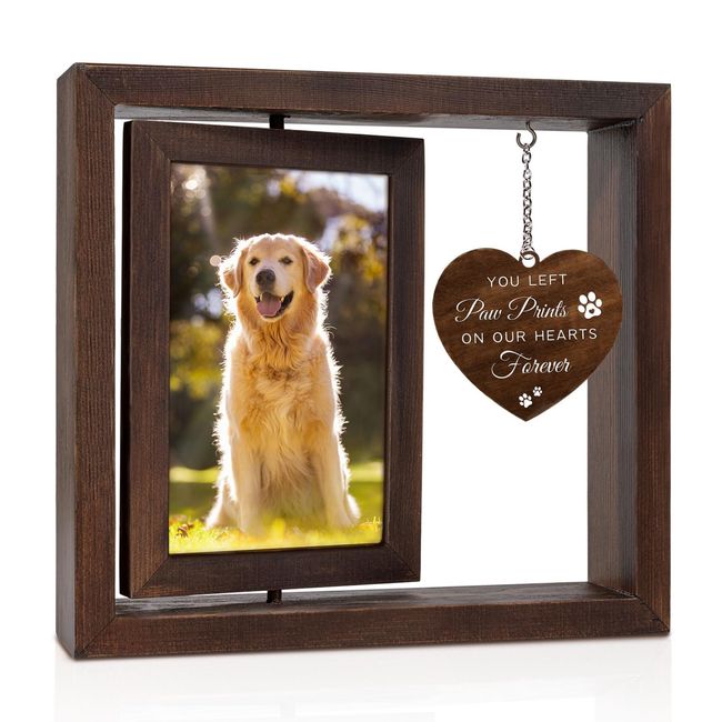 Jigfoxy Dog Memorial Gifts for Loss of Dog - Rotating Wooden Picture Frame for 4x6 Photo - Pet Memorial Gifts for Dog Cat - Dog Loss Sympathy Bereavement Remembrance Gift