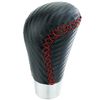 Lunsom R Shape Shift Knob Leather Gear Shift Knob Universal Auto Manual Car (Red Stitching)