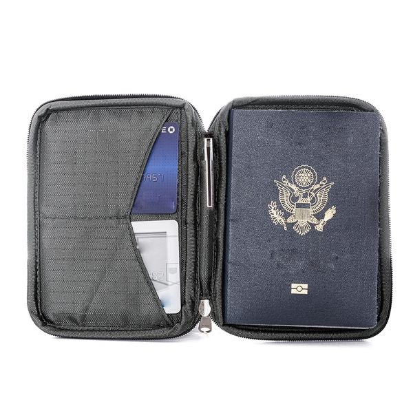 Zero Grid Passport Wallet - Travel Document Holder w/RFID Blocking, Shadow, One Size, Single