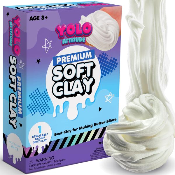 YOLO Attitude - Ultimate Slime Fun!, Soft Clay, Slime Supplies, Slime Stuff, Slime Clay, Slime Ingredients, Modeling Clay Air Dry, Foam Clay, Slime Add Ins, Clay Slime, White Clay Air Dry, 250g/8.08oz