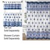 Newbridge Mykonos Blue Mediterranean Tile Print Bordered Window Curtain Valan...