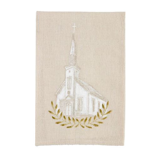 Mud Pie Cross Church Painted Towels, Church; 21" x 14'