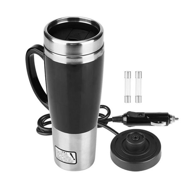 Car Heated Cup, Stainless Steel Travel Heating Cup Coffee Tea Drinking Cup Mug, Travel Electric Mug Kettle Cup 450ml (12V)