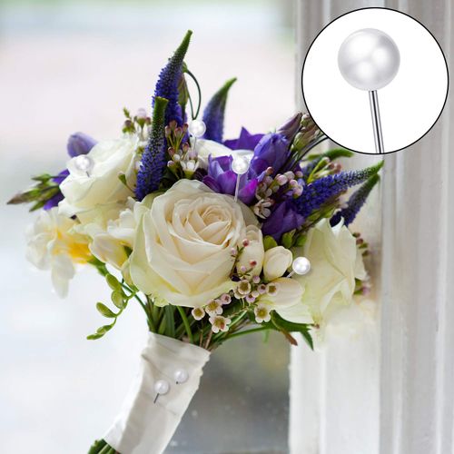 Corsage Boutonniere Pins Teardrop Pearl Head Pins Wedding Bouquet Pins White Straight Head Pins for DIY Crafts Jewelry Making Sewing Wedding Flower Decorations (100 Pieces with 1 Box)