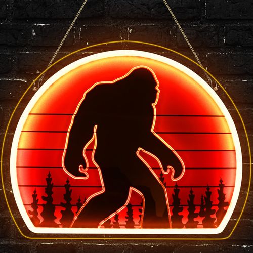 ReyeeInc Bigfoot Neon Sign, Bright Dimmable USB Powered Sasquatch Neon Lights Sign and Unique UV Printed Funny Big Foot Sasquatch Gifts for Men Women Adults Kids Bigfoot Lovers Wall Art Decors