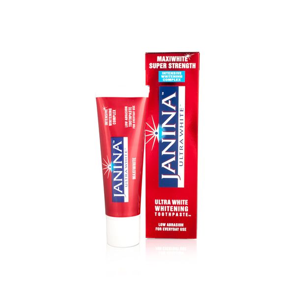 Janina Ultra White 75ml Maxi White Super Strength Whitening Mint Toothpaste, Low Abrasive Formula with Whitening Complex for Instant & Effective Teeth Whitening for Everyday Use, Vegan & Cruelty Free