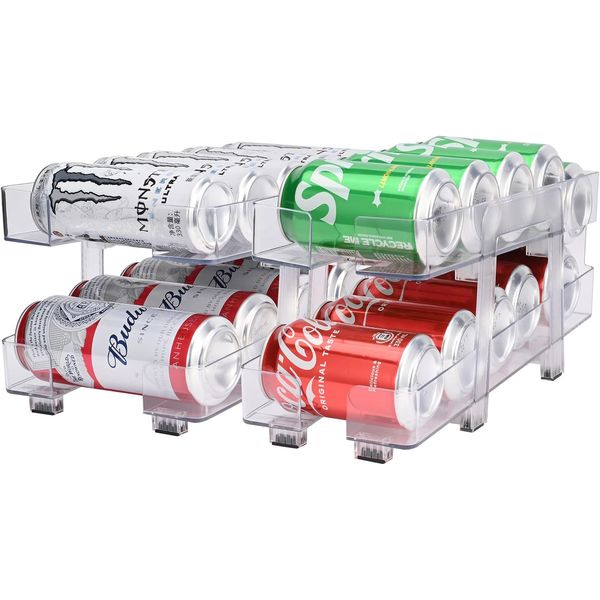 2 Pack Soda Can Organizer,Soda Can Dispenser for Refrigerator,Adjustable Widt...