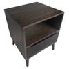 Mid-Century Modern 18W Solid Mango Wood Nightstand with Drawer in Gray