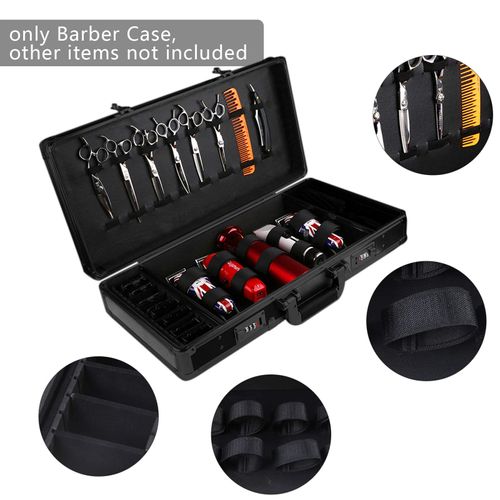 YIYIBYUS Professional Barber Case Barber Carrying Case Black Barber Beauty Salon Tool Kits Portable Travel Carry Case with Lock Barber Travel Organizer Tool Box for Hair Stylist Pet Groomer
