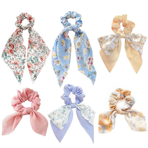 6 Pcs Bow Hair scrunchie, Women Elastic Hair Ties Ponytail Holders, Bow Hair Ties for Ladies or Girls.