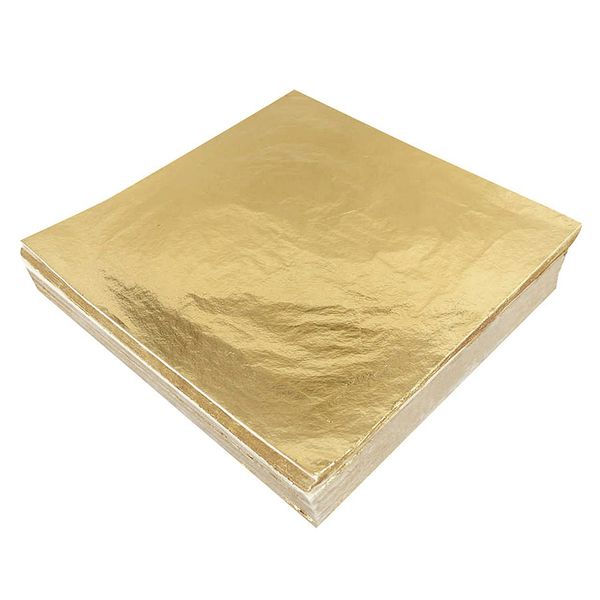 200 Imitation Gold Leaf Sheets 14 x 14 cm Gold Leaf for Art, Gilding, Crafting, Paintings, Home Furniture Decoration, Nail & DIY Arts Projects (Gold, 200 Sheets)