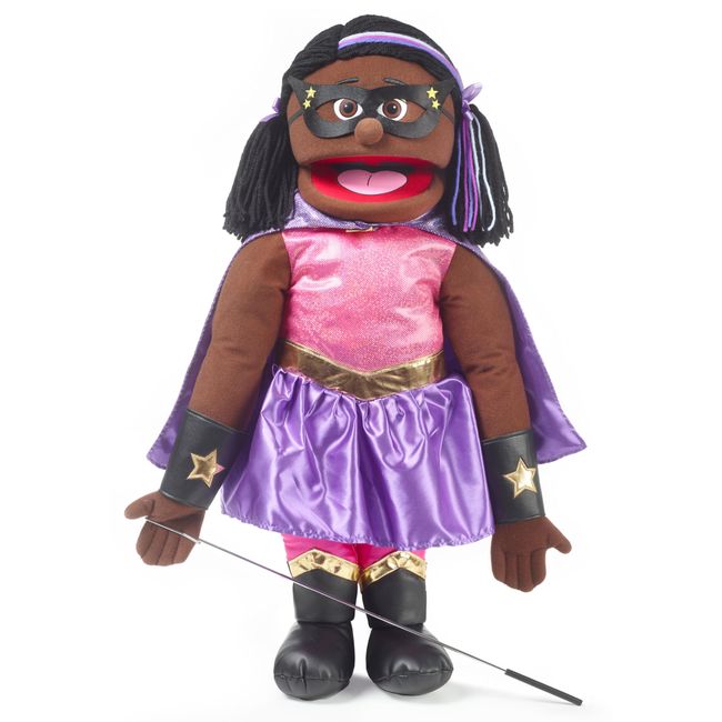 25" Superhero, Black Girl, Full Body, Ventriloquist Style Puppet