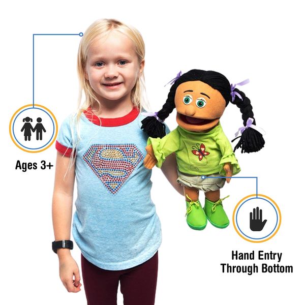 14" Jasmine, Hispanic Girl, Hand Puppet