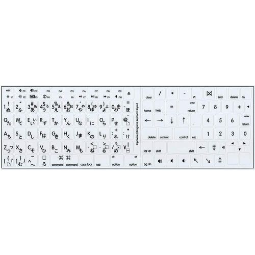 MAC JAPANESE HIRAGANA KEYBOARD LABELS LAYOUT WHITE BACKGROUND FOR DESKTOP, LAPTOP AND NOTEBOOK