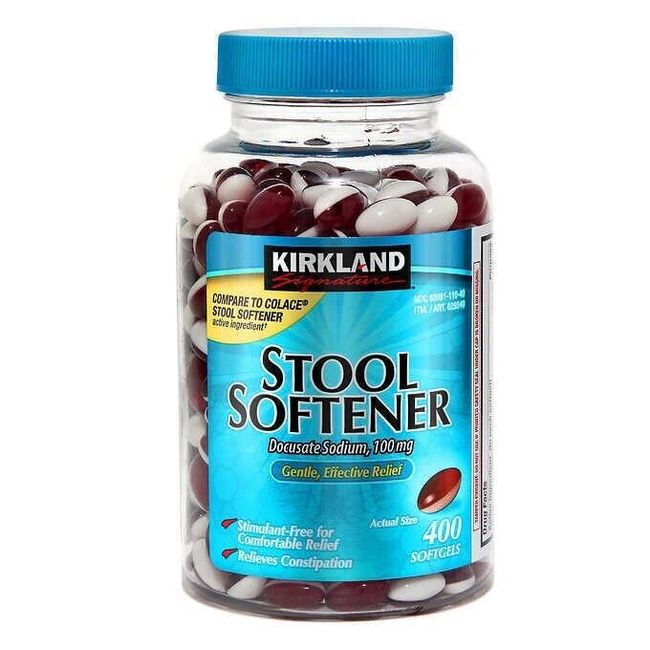 Kirkland Signature STOOL SOFTENER Docusate Sodium 100mg 400 Softgels EXP 02/26