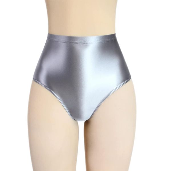 MJINM Women's High Rise Waist Panties, Trunks Stretch, Tight, Silky, Sheer, Sports, Swimming, Bikini Panties, Bold Cosplay, gray