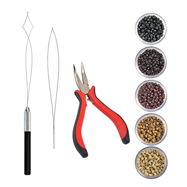 Microlinks Hair Extensions Kit, I Tip Hair Extension Pliers, Micro Beads  200 PCS