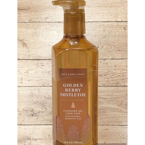 Bath & Body Works Golden Berry Mistletoe Cleansing Gel Hand Soap 8 oz New Sealed