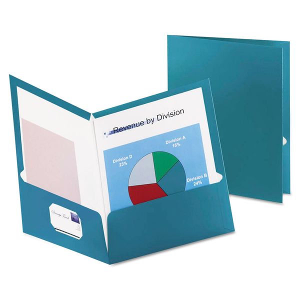 Oxford Metallic Two-Pocket Folders, Teal, Letter Size, 25 per Box (5049561)