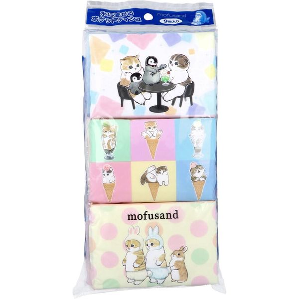 Flushable Pocket Tissue Mofusand 16 Sheets (8 Pairs) x 9 Pieces