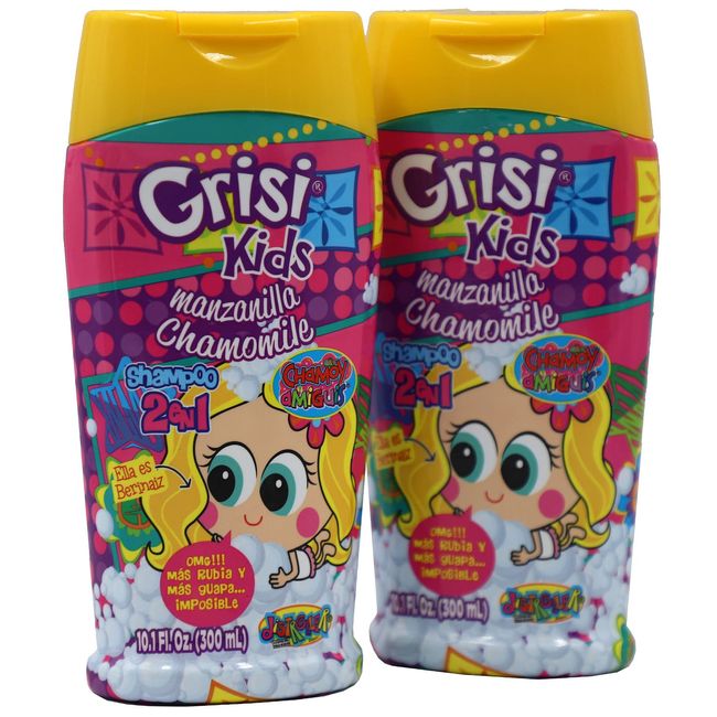 Grisi Kids Chamomile Shampoo, Cleansing, Conditioning, Girls Shampoo with Chamomile Extract, Lightens Naturally, Paraben-Free, Hypoallergenic, 2 Pack, 10.1 Fl Oz Each, 2 Bottles