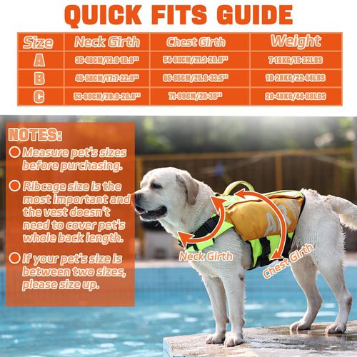 UIQELYS Dog Life Jacket, Inflatable Dog Life Vest with Airbags for Swimming & Boating in Every Adventure, Adjustable Reflective Dogs Swim Vest Complete Protection for Puppy Pet-Orange, Size B