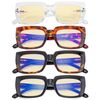 Eyekepper 4 Pack Reading Glasses Blue Light Blocking Oversized Square Computer Eyeglasses Yellow Tinted +0.00