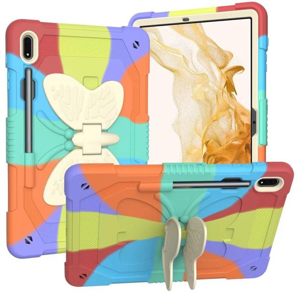 Butterfly Case Compatible With iPad Pro 9.7/2017/2018/Air2/6 MultiColour Green Rainbow with Strap