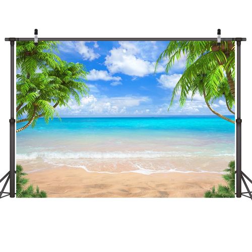 LYWYGG 7x5ft Summer Beach Photography Backdrop Hawaii Tropical Background Beach Ocean Backdrop cp-662