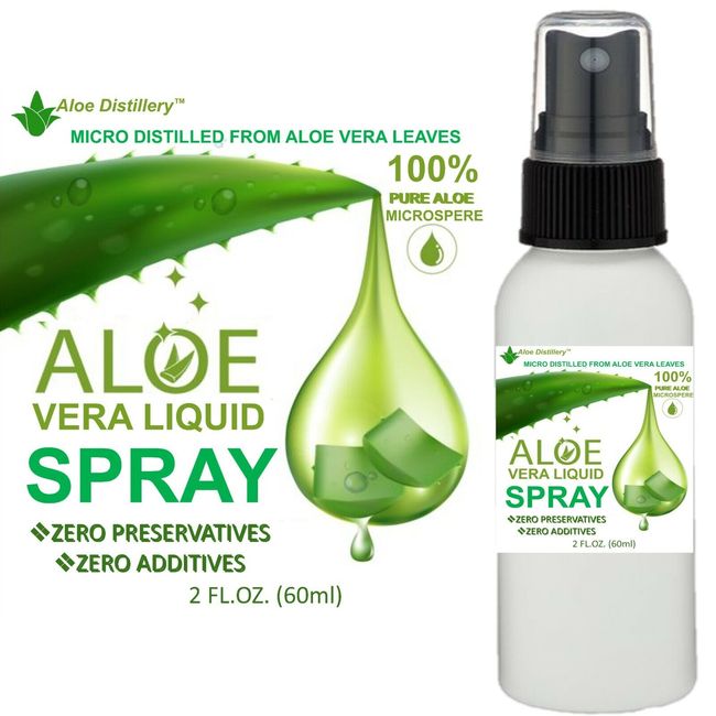 Aloe Vera Gel SPRAY 100% Organic PURE ALOE Moisturizer 2oz w/Sprayer Top