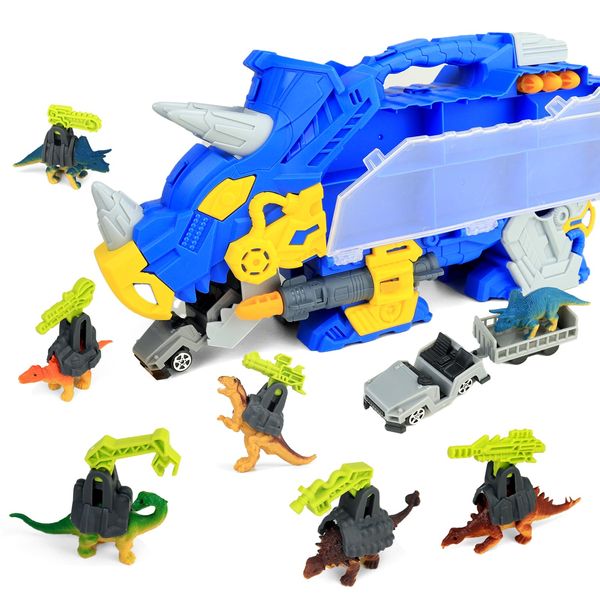 CORPER TOYS Dinosaur Storage Carrier Toys Playset with Mini Dinosaur Figures and Vehicle Dinosaur Toy for Kids Gift for Birthday Christmas