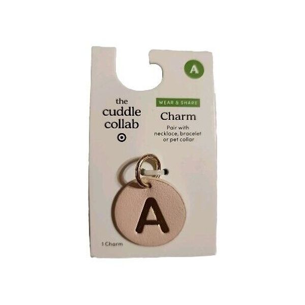 The Cuddle Collab Pet Charm; Gold "A" On Pale Pink Round Charm