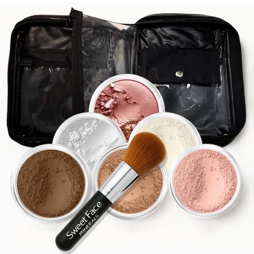 XXL KIT BRUSH & CASE (EBONY) Full Size Mineral Makeup Set Bare Face Matte Powder Foundation Cover