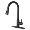 Stainless Black Kitchen Sink Faucet Single Handle Swivel Pull Down Sprayer Mixer