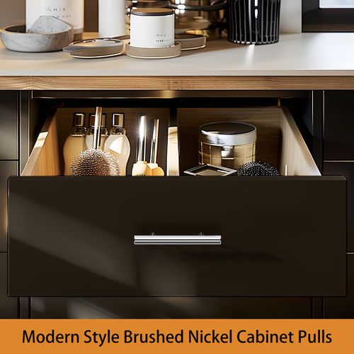 Probrico 5 Inch Polished Chrome Cabinet Handles 5 Pack, EuroT Bar Drawer Dresser Handles Pulls, Stainless Steel Kitchen Cabinet Pulls, 3 Inch Hole Centers, 5 Inch Length
