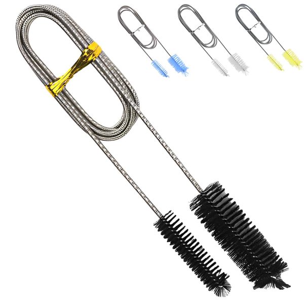 fogman Pipe Brush Cleaner, Stainless Steel, Drain Pipe, Thin, Length, Wire, Aquarium Cleaning (78.7 inches (200 cm), Black)