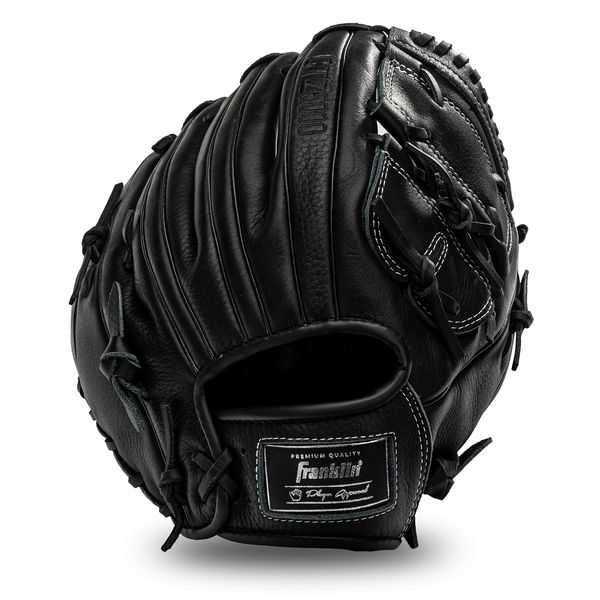 Franklin Sports Baseball Fielding Glove - Men's Adult/Youth Baseball Glove - CTZ5000 Black Cowhide Infield Glove - 12" Basket Web Infielders, Pitchers, Black Chrome (22415)