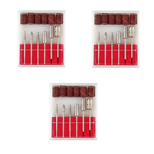 3 Pack Nail Grinding Bits Diamond Nail Bits Set Nail File Bits Nail Drill Accessories for Electric Nail Files Drill Machine Polish Nails