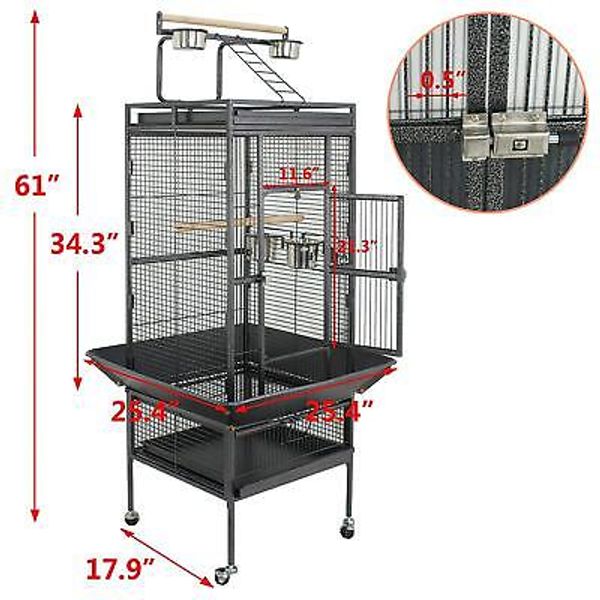 Style Bird Cage Large Play Top Parrot Finch Cage Pet Supply Easy Assemble 61"