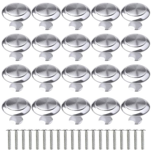 20Pcs Kitchen Door Knobs Cupboard Knobs Silver Cupboard Handles Chrome Knobs Cabinet Knobs Mushroom Drawer Knobs Round Pull Handles Cupboard Handles Door Handle Knobs for Furniture Wardrobes Bathroom