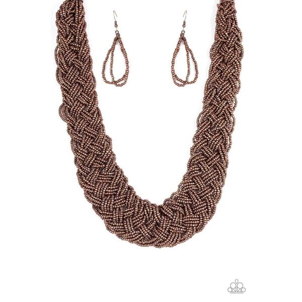 Paparazzi “Mesmerizing Mesopotamia” Copper Seed Bead Necklace and Earrings