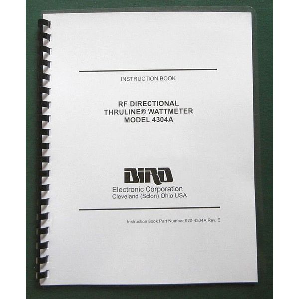 Bird Model 4304A Instruction Manual - Comb bound & protective covers !