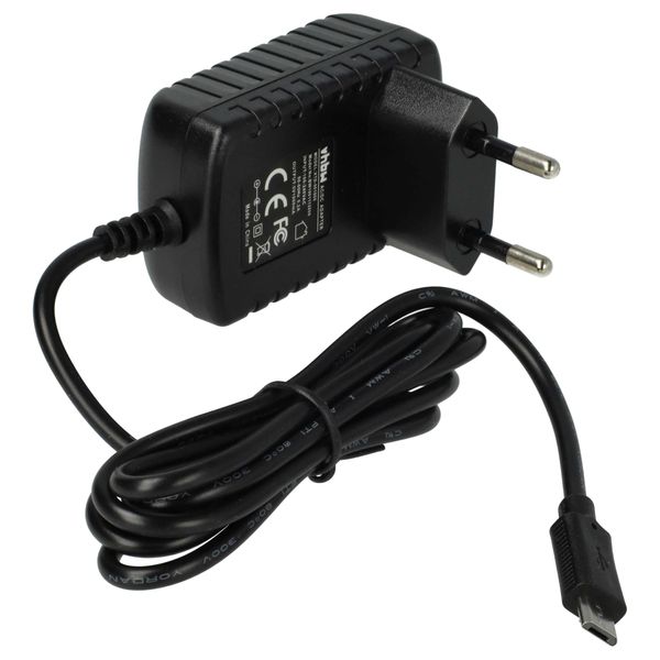 vhbw Micro-USB Ladegerät Universal Ladekabel mit Netzstecker 1,0 A / 5V Schwarz