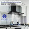 36" Wall Mount Range Hood Kitchen Cooking Vent 450CFM LED Light 3-Speed w/ LED