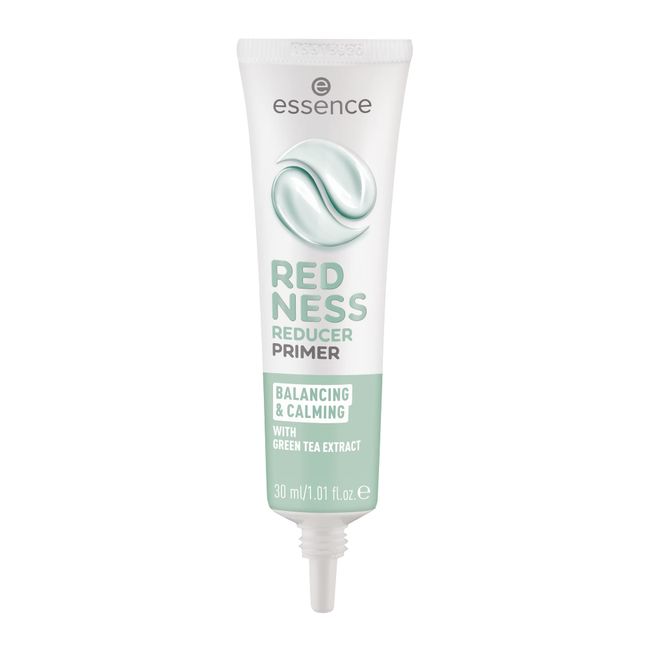 essence REDNESS REDUCER PRIMER, Grundierung, grün, beruhigend, farbkorrigierend, pflegend, kühlend, porenverfeinernd, grundierend, vegan, ohne Alkohol (30ml)