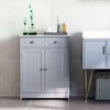 Modern Lavatory Towel and Toiletries Pantry and Mult-Tier Shelving w/ Gate, Grey
