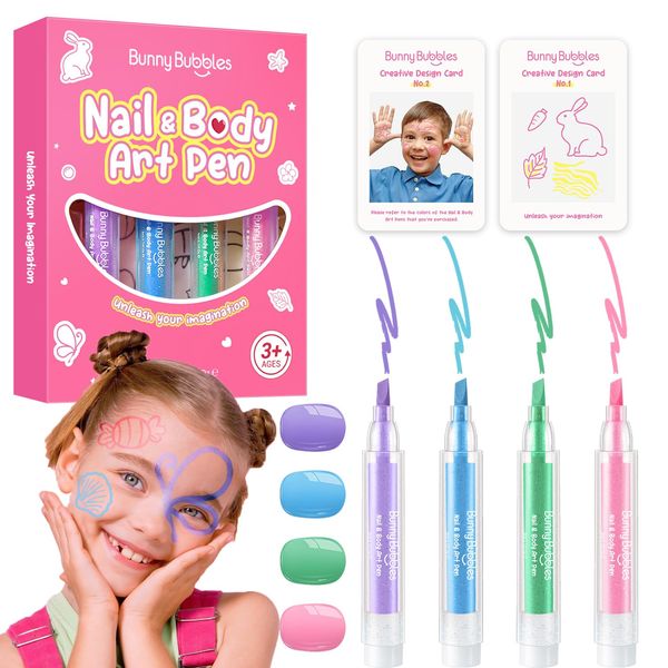 Washable Markers for Kids Makeup Toys, Kid Make Up Face Body Marker Tattoo Pens, Toddler Cosmetic Toy Skin Temporary Tattoos Pen Craft Set,Birthday Gift Nail Polish Kit for Pretend Play Dress Up Party